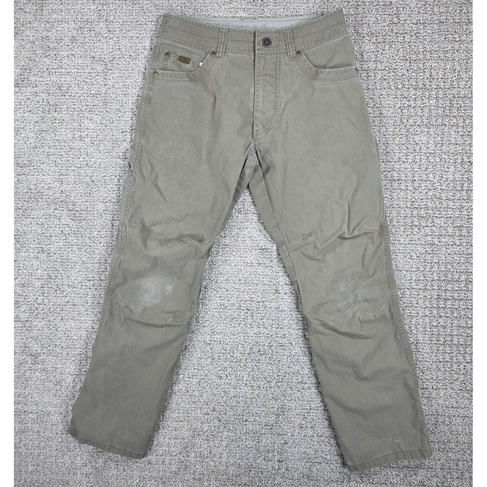 KUHL Revolvr Men 30x30 Khaki Tan Performance Pants Articulated Knee Outdoor Hike